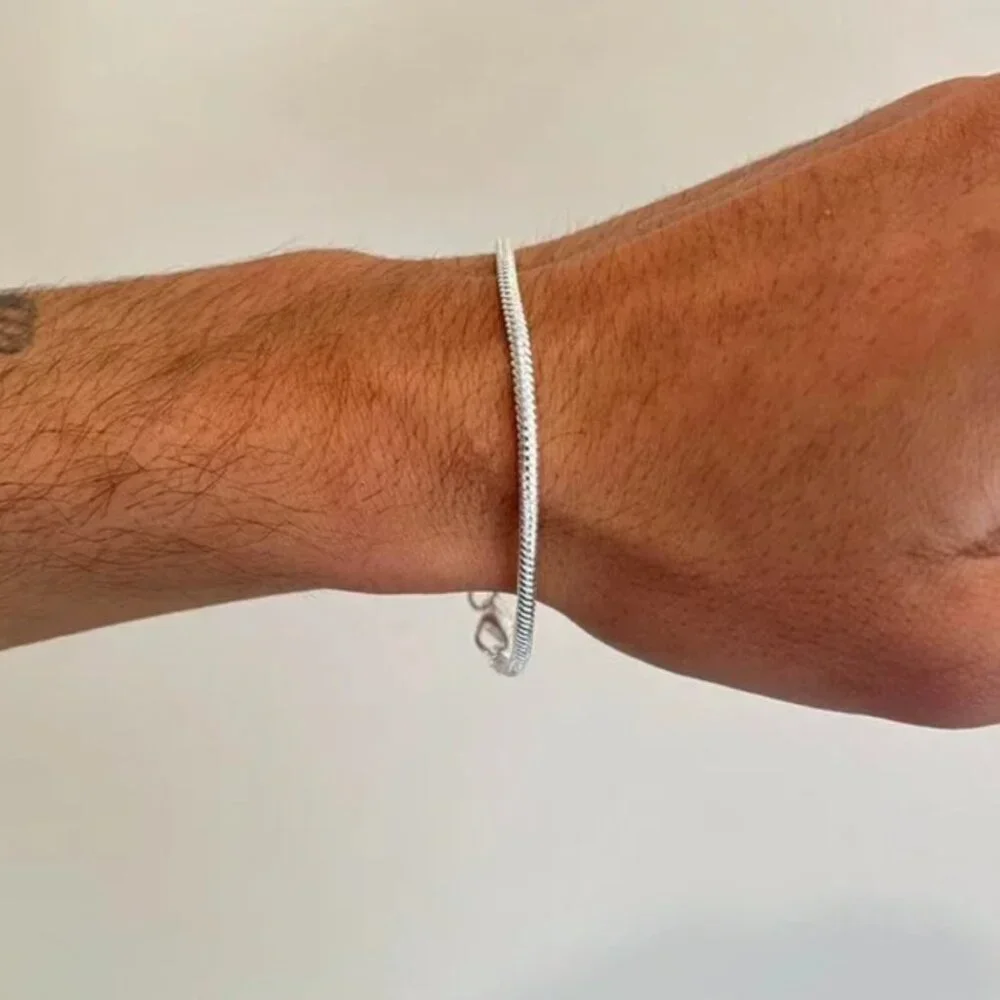 silver rope chain link bracelet